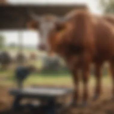 Cattle being weighed in a farm setting