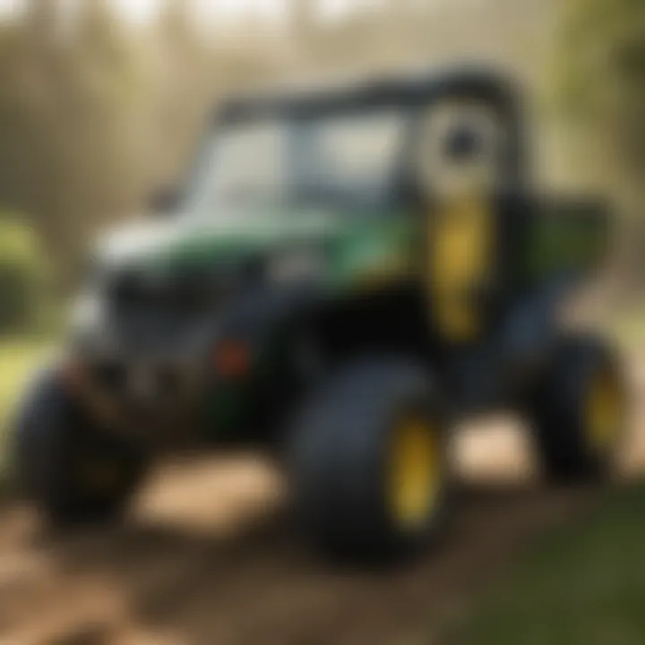 Close-up of John Deere Gator showcasing innovative features