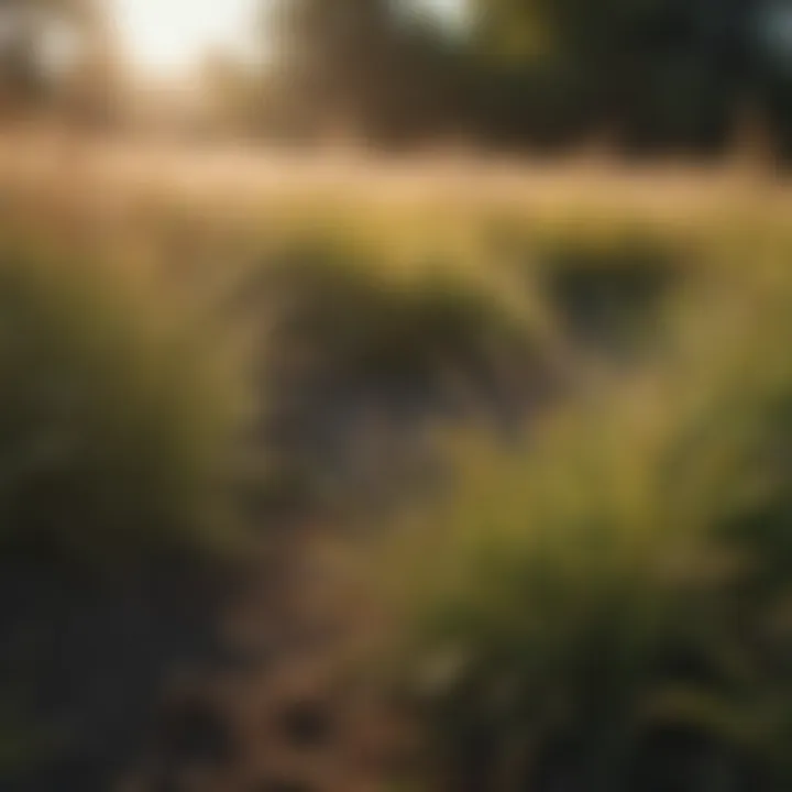 A vibrant landscape featuring a variety of warm-season grasses flourishing in sunlight.