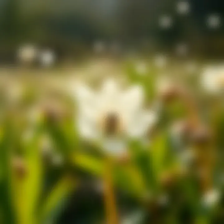 Pollen grains in the air during spring