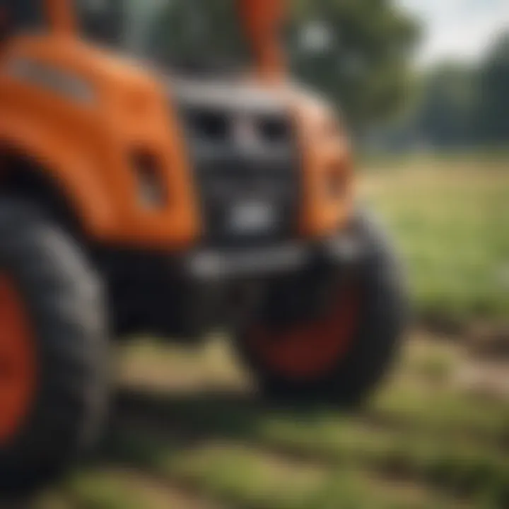 Close-up of Kubota mini baler's design features