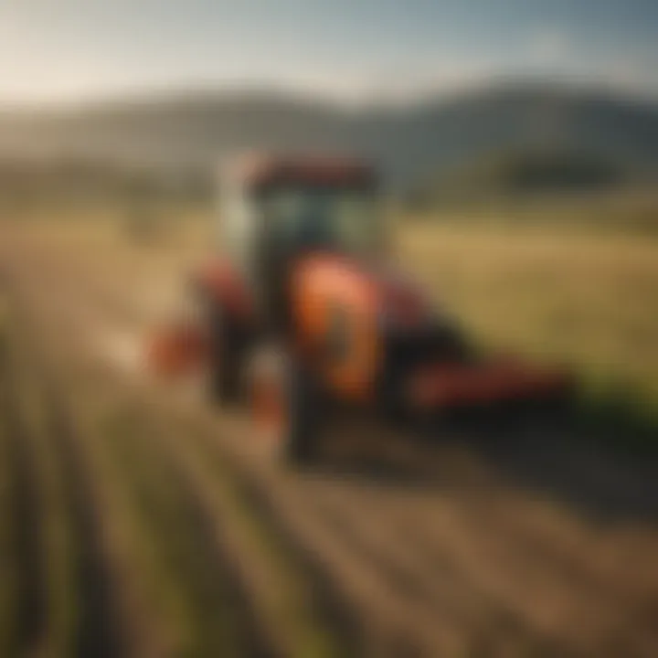 Kubota mini baler in action in a field