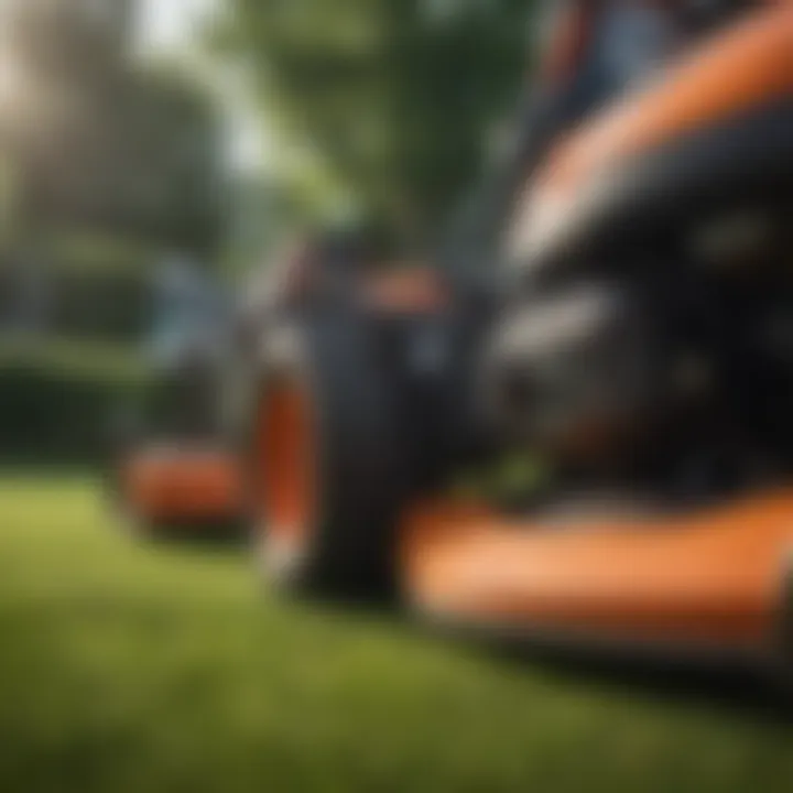 Close-up of riding lawn mower controls showcasing user-friendly design