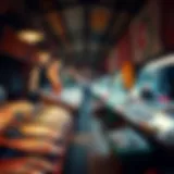 A vibrant fish market showcasing a variety of fresh catches.