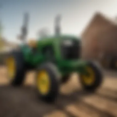 Close-up of John Deere yard tractor features