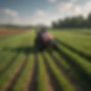 A lush agricultural landscape maintained with the help of riding mower vacuums