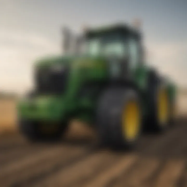 A heavy-duty John Deere tractor designed for large farms.