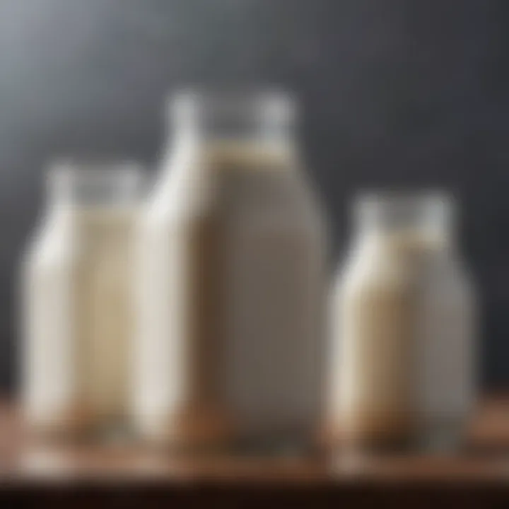 Visual comparison of fresh and frozen milk containers