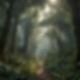 A vibrant rainforest canopy showcasing diverse foliage