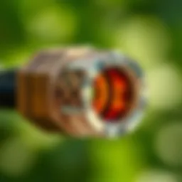 Detailed view of a Toro drip tape fitting showcasing its intricate design.