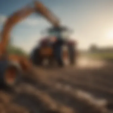 Non-hydraulic tractor grapple in action on a farm