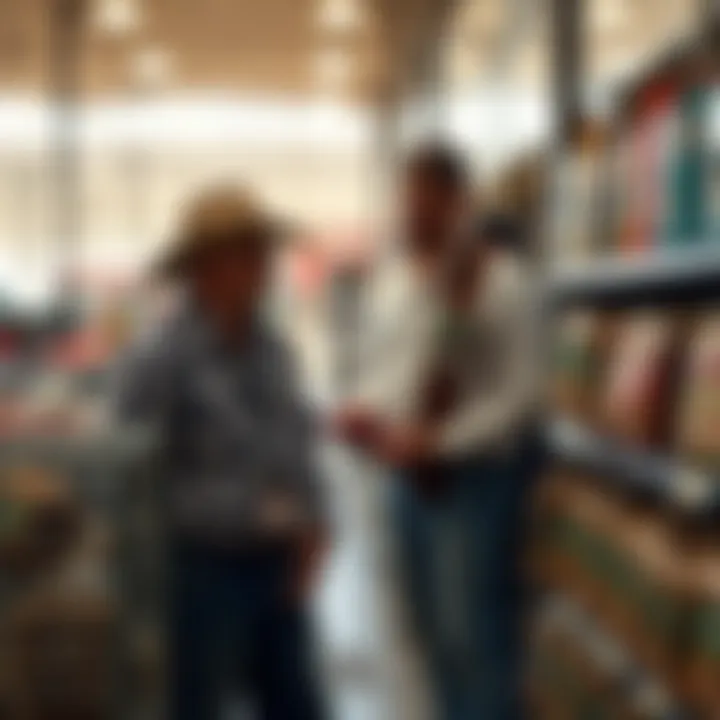 Farmers Engaging with Products Local farmers browsing products at Tractor Supply Co.