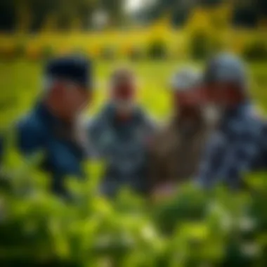 A group of veterans discussing farming techniques