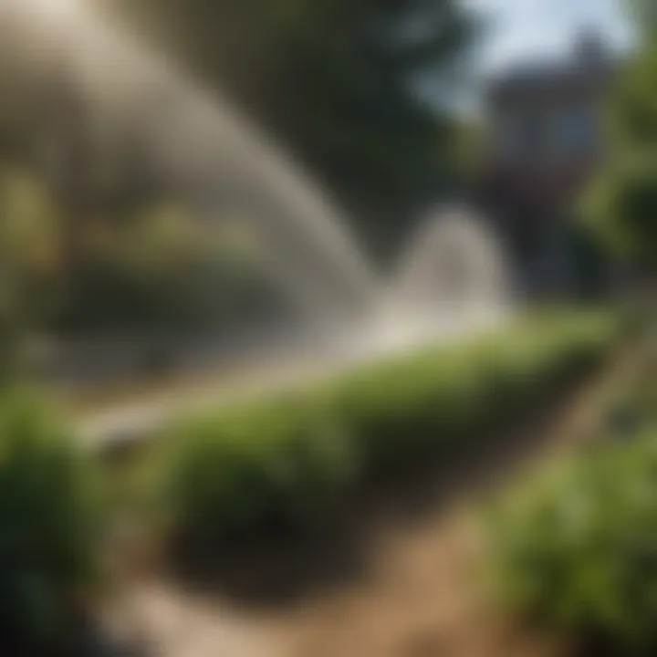 An efficient irrigation system installed in a garden, demonstrating sustainable water management practices.
