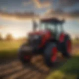 A robust tractor parked in a lush field, showcasing its durability and utility for farming.
