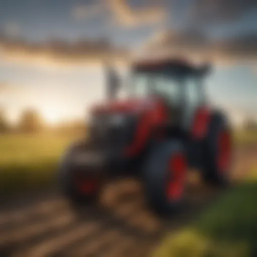 A robust tractor parked in a lush field, showcasing its durability and utility for farming.