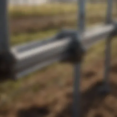 A close-up view of the mechanical components of a fencing stretcher.