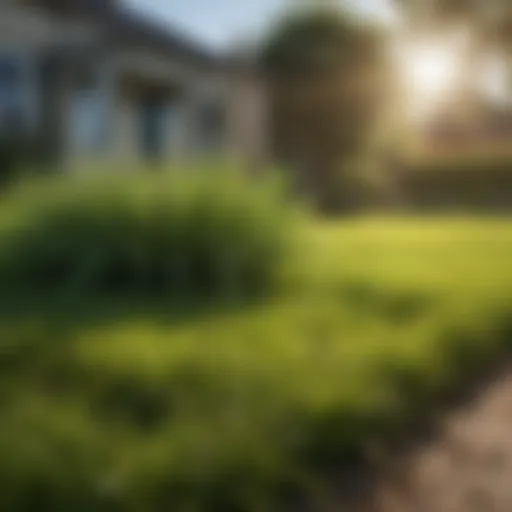 Vibrant green lawn with healthy grass