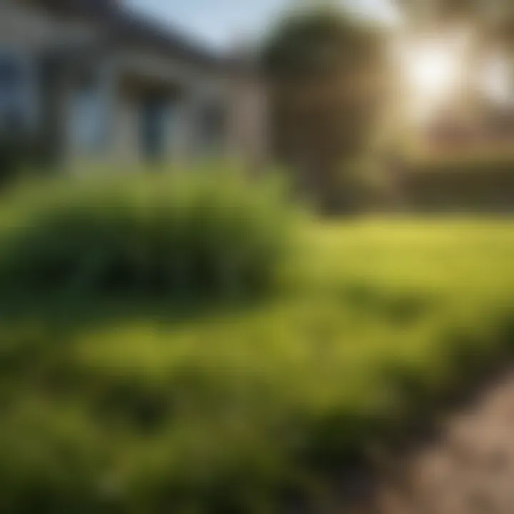 Vibrant green lawn with healthy grass