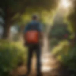 Gilmour Backpack Sprayer in a lush garden