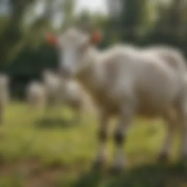 Goats in a pasture with electric netting fencing