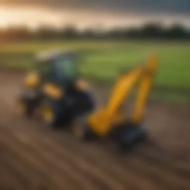 GoForDigger Towable Backhoe in action on a field demonstrating its versatility