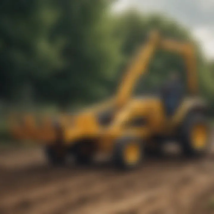 User operating the GoForDigger Towable Backhoe, illustrating practical usage