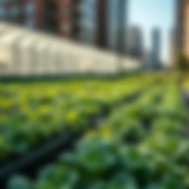 Urban agriculture landscape with integrated technologies