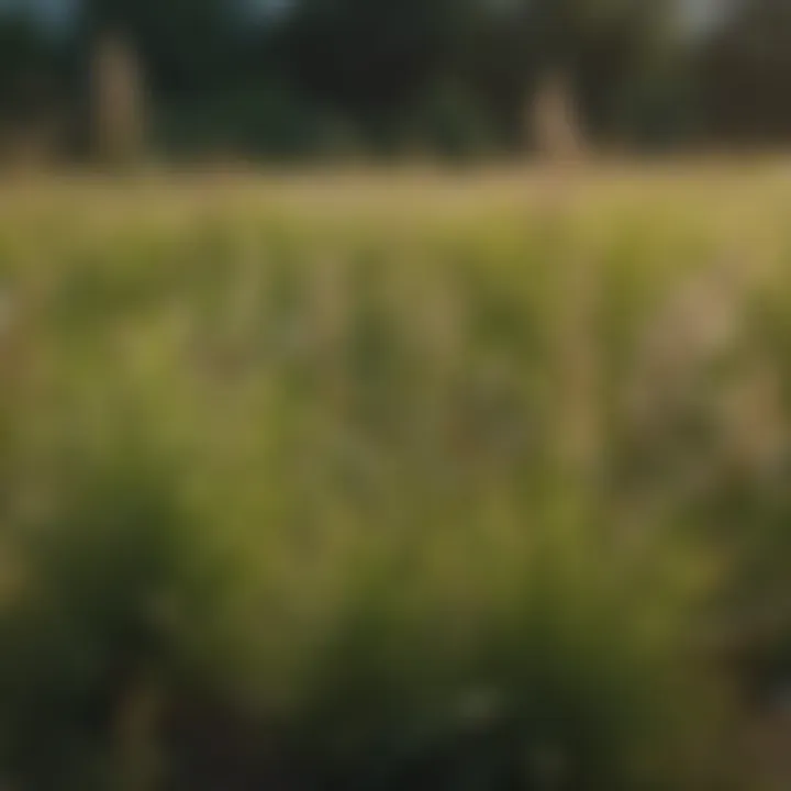 An illustration of diverse grass weeds in a field, showcasing their varying characteristics and growth patterns.