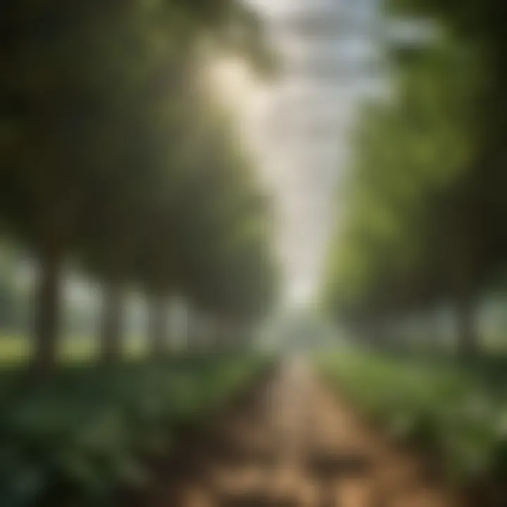 An agricultural setting with a heavy-duty canopy providing shade for crops