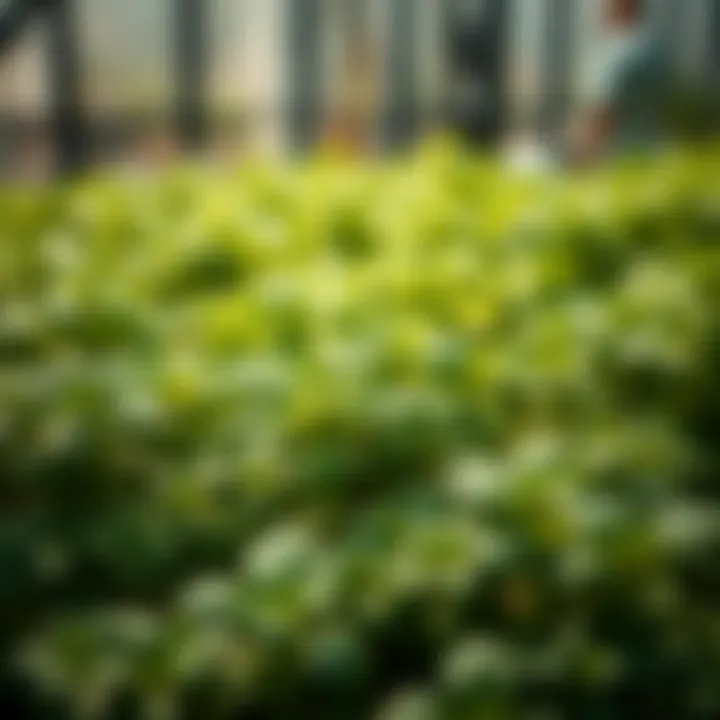 Health and Growth of Indoor Herbs Close-up of herbs thriving in a controlled indoor environment