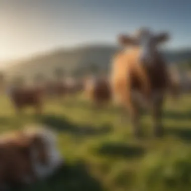 A close-up view of thriving livestock in a pasture, emphasizing animal welfare and responsible husbandry.