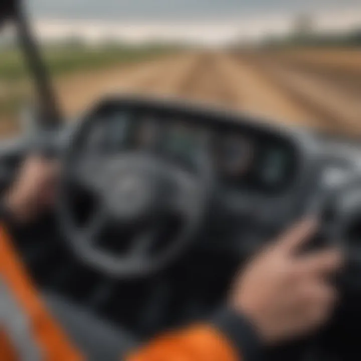 Close-up of Hitachi wheel loader controls