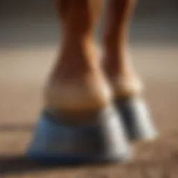 Close-up view of a horse's hoof with a well-fitted protector