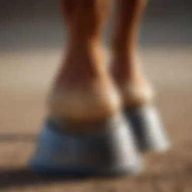 Close-up view of a horse's hoof with a well-fitted protector