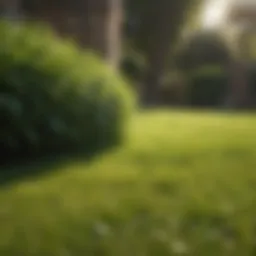 Lush green lawn with uneven patches