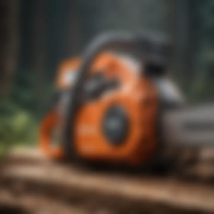 Close-up of Husqvarna chainsaw features