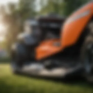 Close-up of Husqvarna mower features