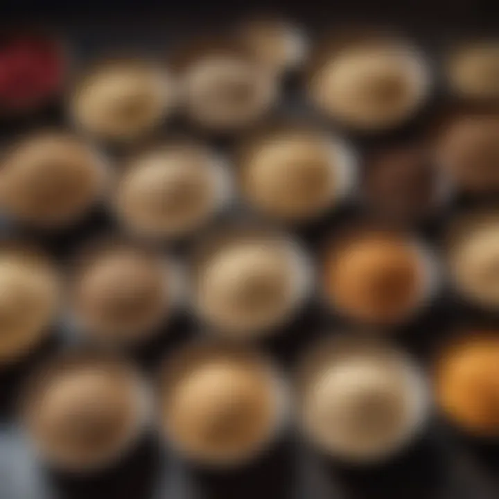 Various types of oats displayed in small bowls