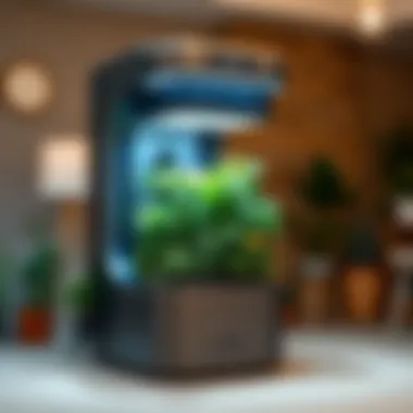 Innovative Design of Indoor Herb Garden Machines Sleek indoor herb garden machine showcasing technology and design