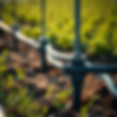 Installation of Toro drip tape fittings in an agricultural setting.