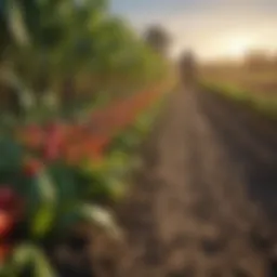 A diverse range of crops in a sustainable farm setting