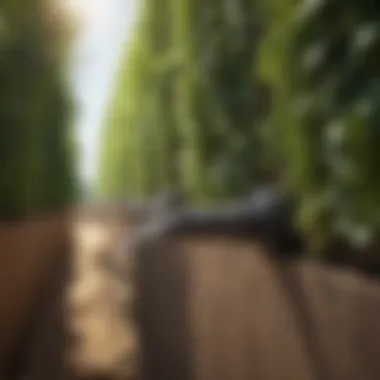 Close-up of an integrated irrigation system in a living wall