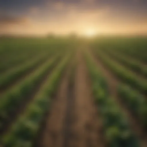 Vibrant farmland landscape showcasing diverse crops under a clear sky