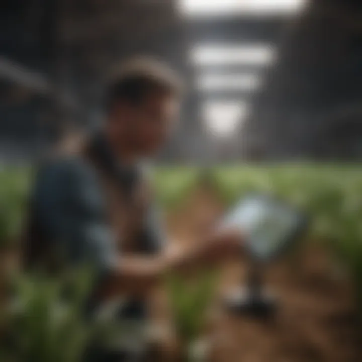 Researcher analyzing agricultural data