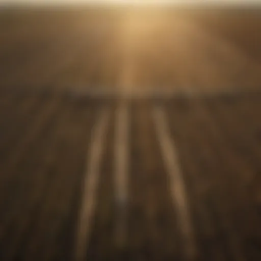 Aerial view of a modern irrigation system in a vast agricultural field