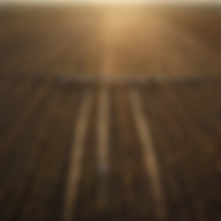 Aerial view of a modern irrigation system in a vast agricultural field