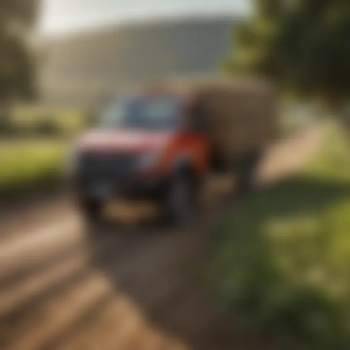 An Isuzu flatbed truck loaded with agricultural goods in a rural setting