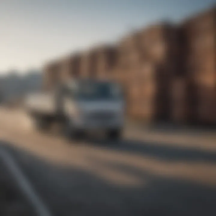 Isuzu flatbed truck navigating through an industrial area