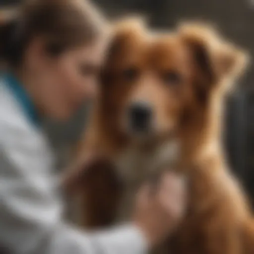 Veterinary professional examining a healthy dog